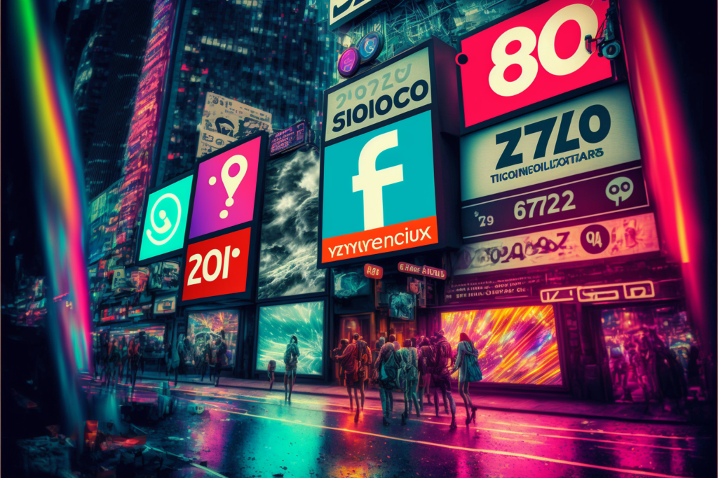Social Media: An Essential Tool for Industry Growth the future of social media, with bright colours and tv screens, outdoor advertising